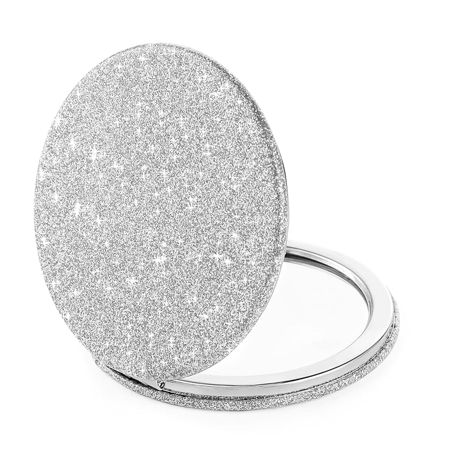 Andibro Small Glitter Compact Mirror, Folding Pocket Makeup